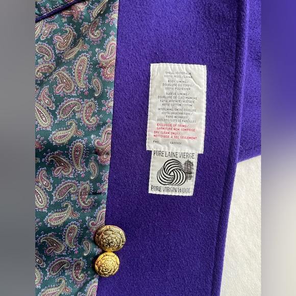 Vintage London Fog Purple knee-length Single Breast Coat Size 8-M 100% Wool - Picture 8 of 15